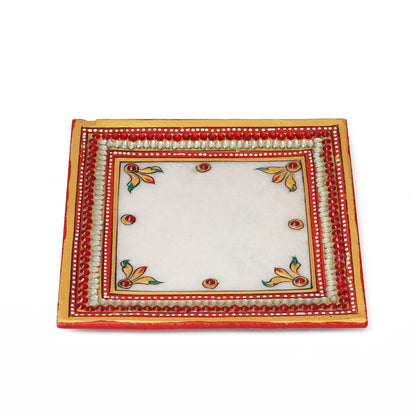 Meenakari Work Marble Dry fruit Box and Tray