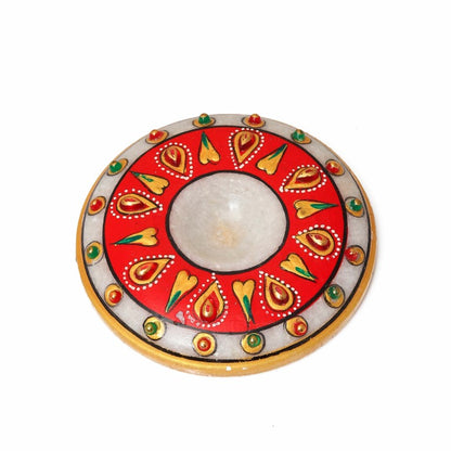 Beautiful Golden Meenakari Work Marble Table Clock Plate Watch