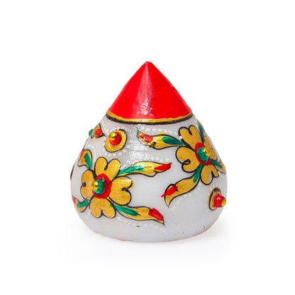 Decorative Round Marble Kalash for Pooja | Handicraft Home Decor | Designer Puja Lota with Nariyal for Holy Water in Temple & Home