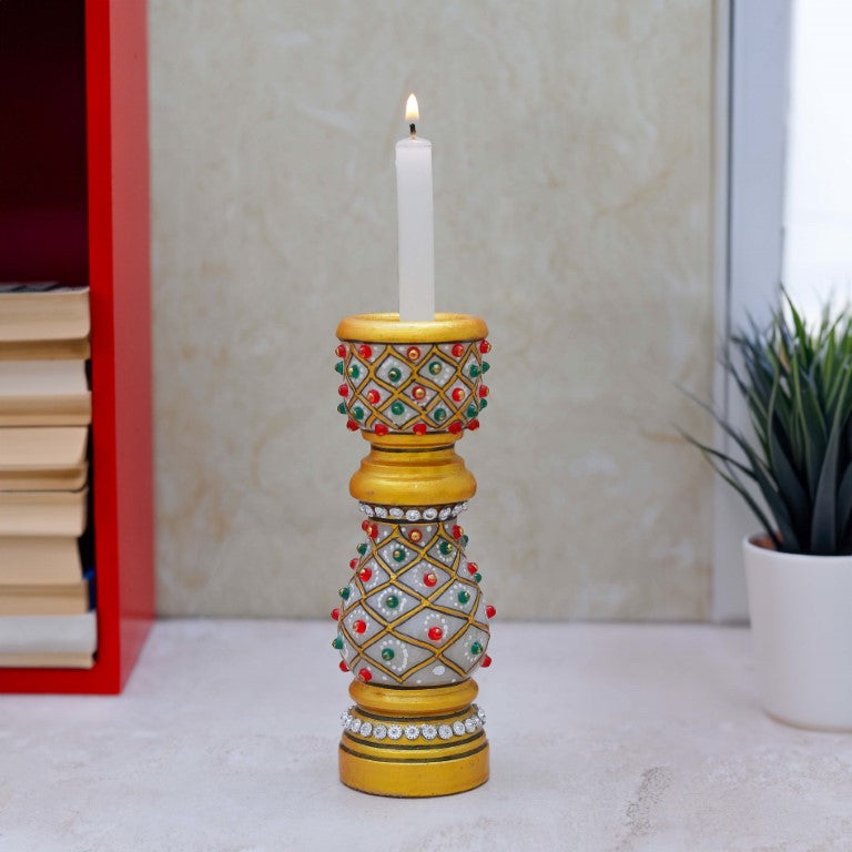 Handmade Traditional Meenakari Marble Candle Holder