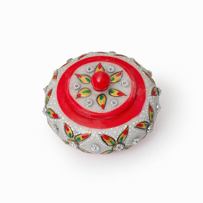 iklauti creation Marble Kumkum Box|Marble Decorative Box Sindoor Dani