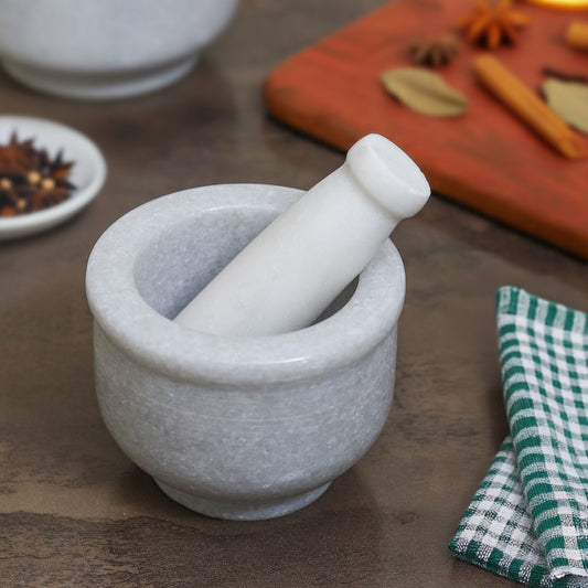 White Marble Mortar and Pestle Set