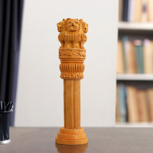 Wooden Ashoka Stambh Desk Ashoka Pillar Ideal for Advocate Tabel Office & Home Decor Showpiece Best for Gifting Purpose