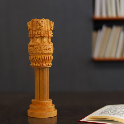 Wooden Ashoka Stambh Desk Ashoka Pillar Ideal for Advocate Tabel Office & Home Decor Showpiece Best for Gifting Purpose