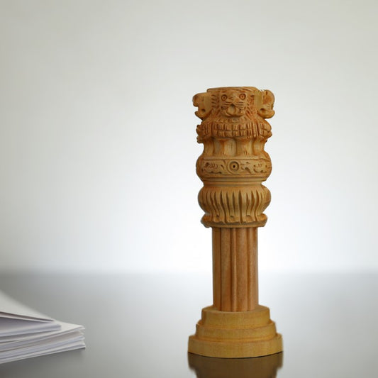 Wooden Ashoka Stambh Desk Ashoka Pillar Ideal for Advocate Tabel Office & Home Decor Showpiece Best for Gifting Purpose