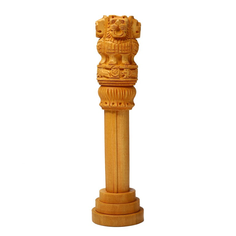 Wooden Ashoka Stambh Desk Ashoka Pillar Ideal for Advocate Tabel Office & Home Decor Showpiece Best for Gifting Purpose