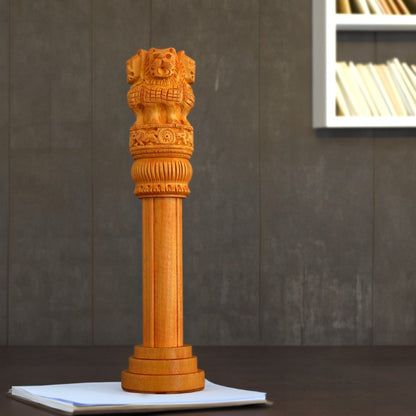 Wooden Ashoka Stambh Desk Ashoka Pillar Ideal for Advocate Tabel Office & Home Decor Showpiece Best for Gifting Purpose