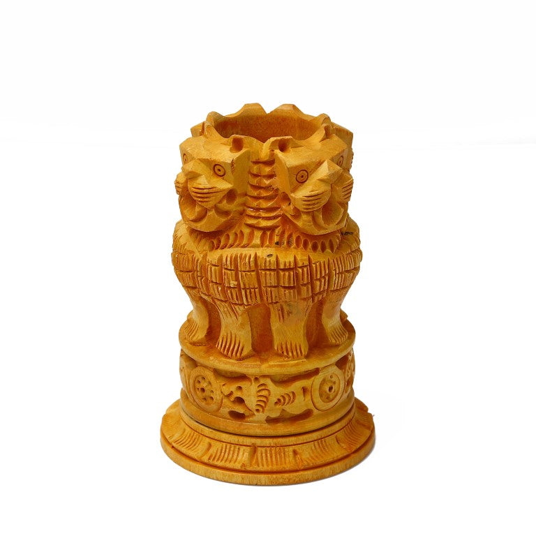 Wooden Ashok Stambh Pen Stand with attractable craved design for office I Study Table I Office Gifting I Teachers day gifting I Showpiece