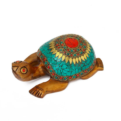 Wooden tortoise with stones and magical numbers Lo Shui Square Nine Hall Diagram; feng shui vastu