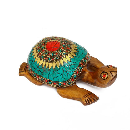 Wooden tortoise with stones and magical numbers Lo Shui Square Nine Hall Diagram; feng shui vastu