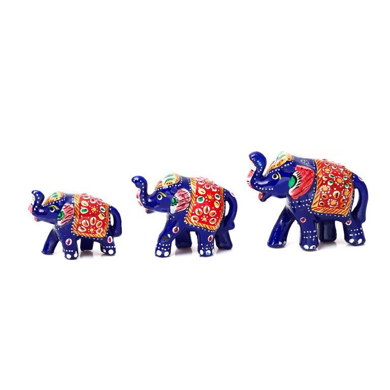 Paper Mache Handcrafted Elephant Showpiece for Enhance Home Decor - Blue