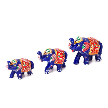 Paper Mache Handcrafted Elephant Showpiece for Enhance Home Decor - Blue