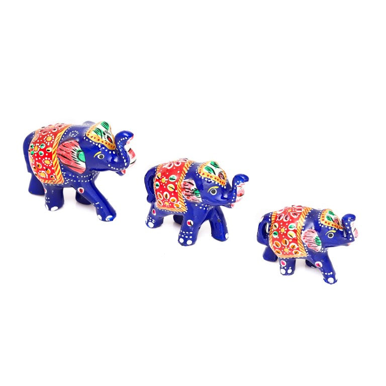 Paper Mache Handcrafted Elephant Showpiece for Enhance Home Decor - Blue