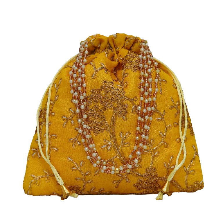 Women's Polti Bag with Pearl Handle and Tassel (Yellow )