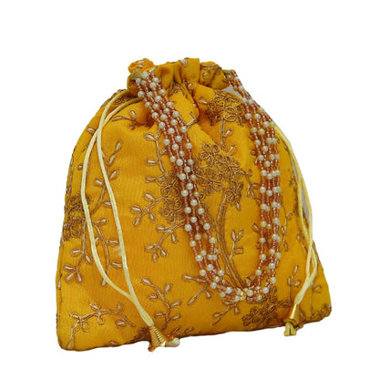 Women's Polti Bag with Pearl Handle and Tassel (Yellow )