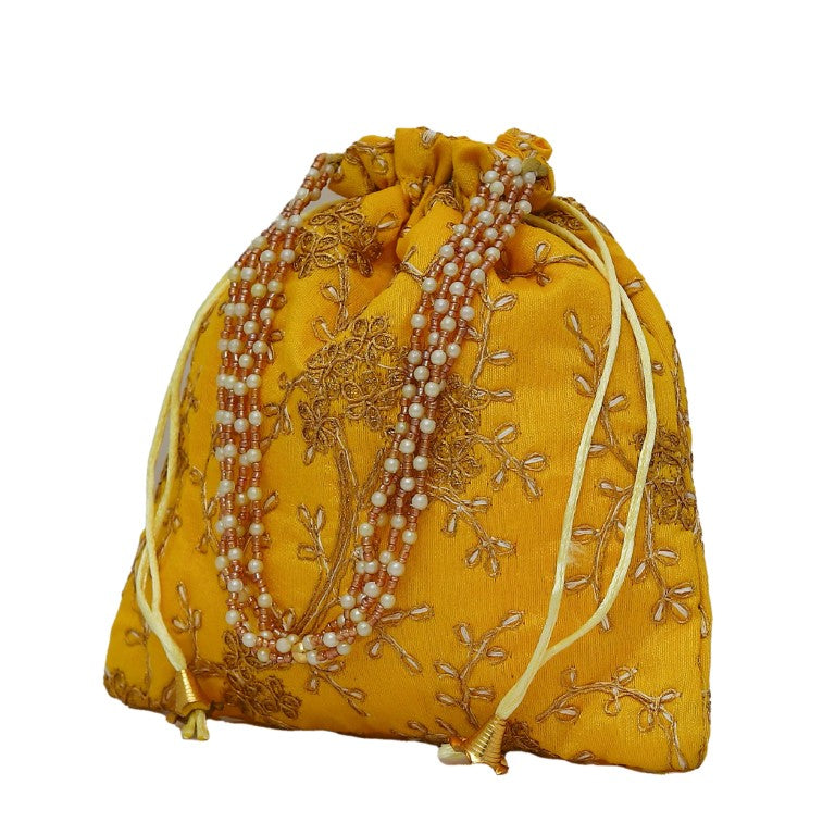 Women's Polti Bag with Pearl Handle and Tassel (Yellow )