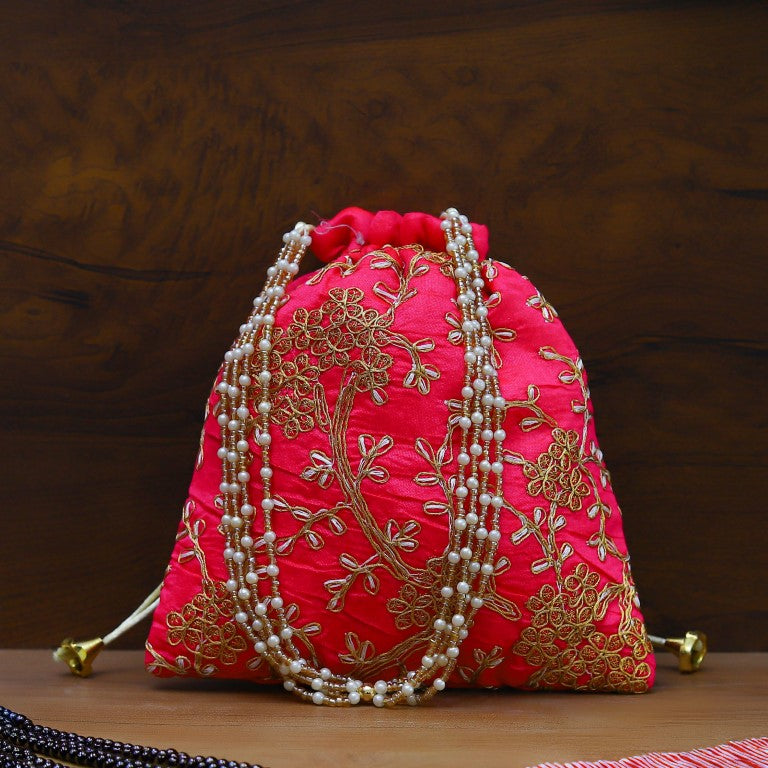 Women's Polti Bag with Pearl Handle and Tassel Pink