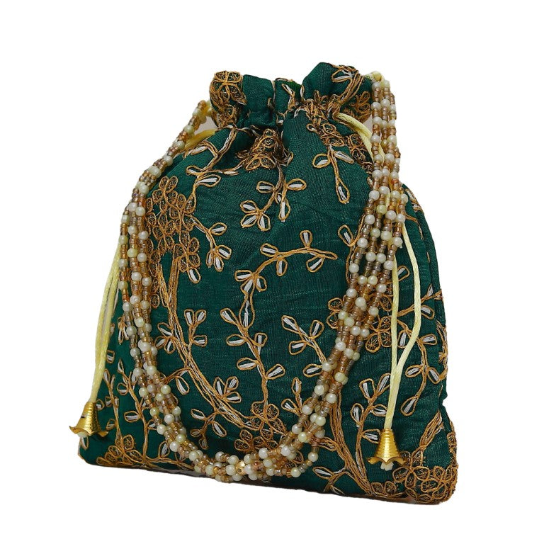 Women's Polti Bag with Pearl Handle and Tassel (Green )