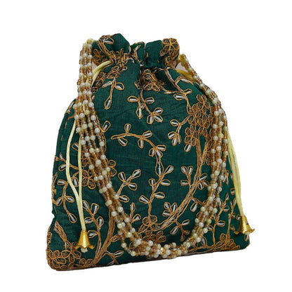 Women's Polti Bag with Pearl Handle and Tassel (Green )