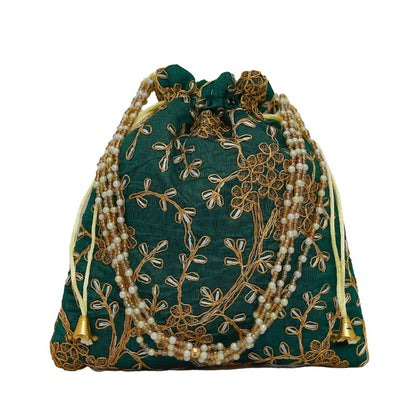 Women's Polti Bag with Pearl Handle and Tassel (Green )