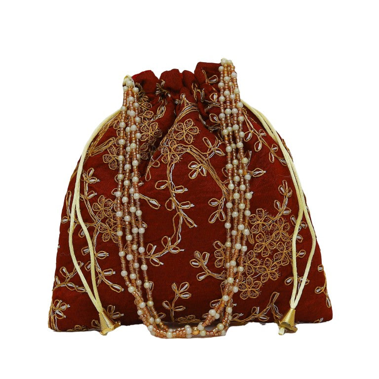 Women's Polti Bag with Pearl Handle and Tassel (Maroon )