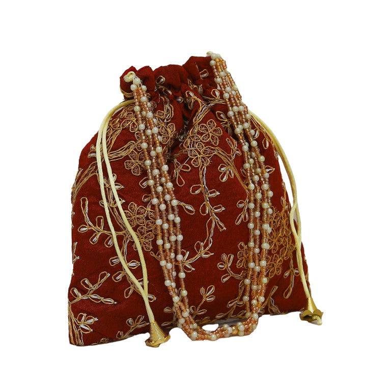 Women's Polti Bag with Pearl Handle and Tassel (Maroon )