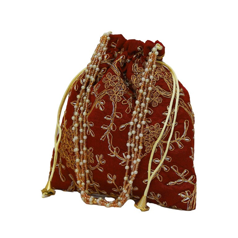 Women's Polti Bag with Pearl Handle and Tassel (Maroon )