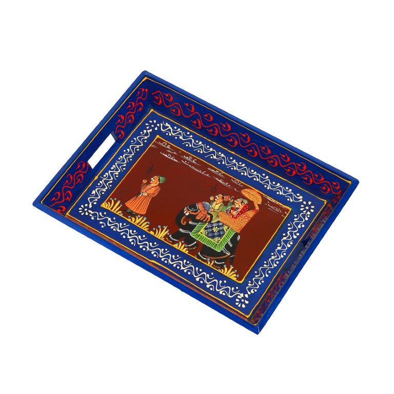 Ambabari Printed Wooden Tray Set of 3