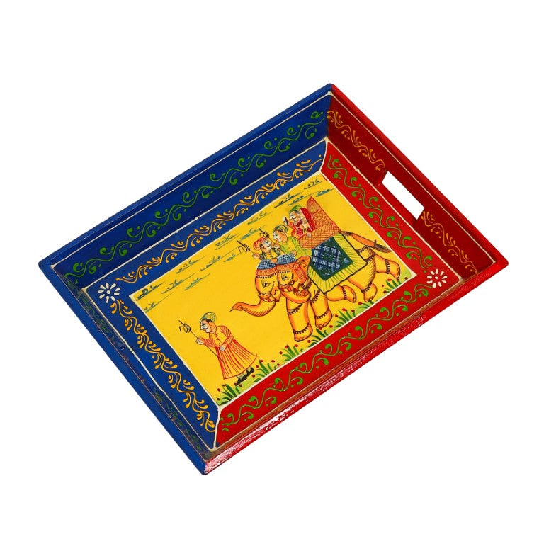 Ambabari Printed Wooden Tray Set of 3