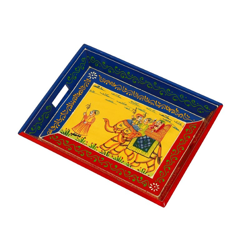 Ambabari Printed Wooden Tray Set of 3