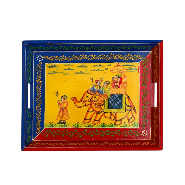 Ambabari Printed Wooden Tray Set of 3