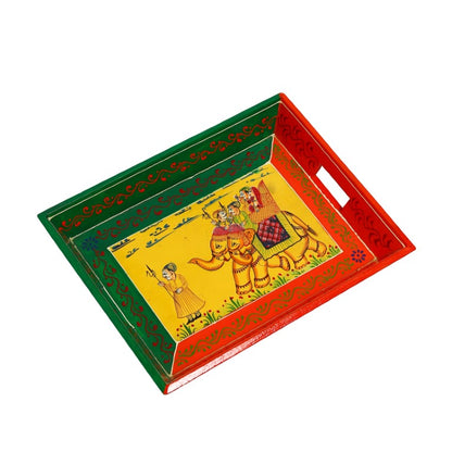 Ambabari Printed Wooden Tray Set of 3