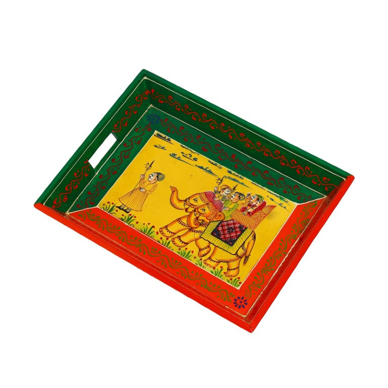 Ambabari Printed Wooden Tray Set of 3