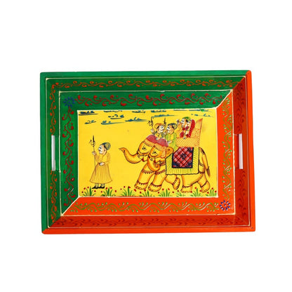 Ambabari Printed Wooden Tray Set of 3