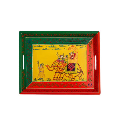 Ambabari Printed Wooden Tray Set of 3