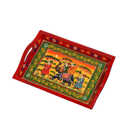 Ambabari Printed Wooden Tray Set of 3