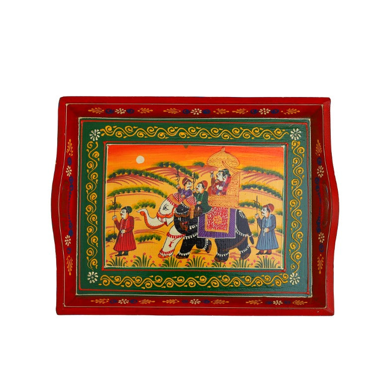 Ambabari Printed Wooden Tray Set of 3