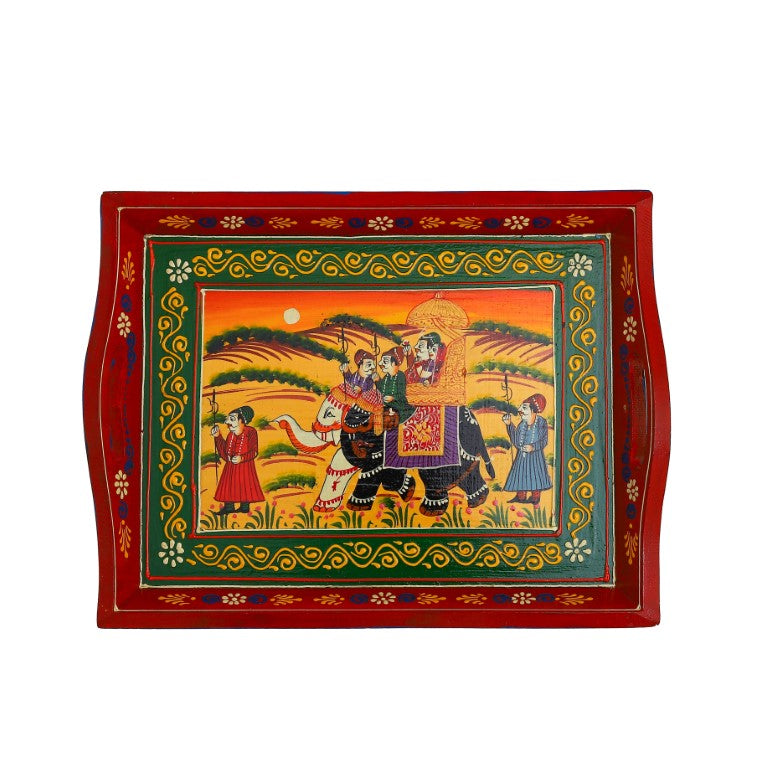 Ambabari Printed Wooden Tray Set of 3