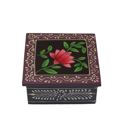 flower printed wooden tea coaster set