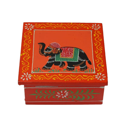 Elephant printed wooden tea coaster set