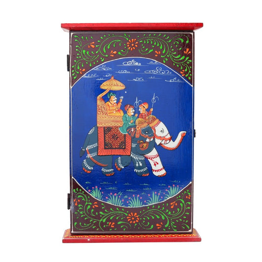 Wooden Key Hanger Box Hand Painted Key Chain Holder Rack Cabinet Storage Stand