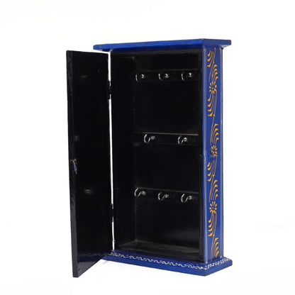 Wooden Key Hanger Box Hand Painted Key Chain Holder Rack Cabinet Storage Stand