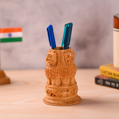 Wooden Ashok Stambh Pen Stand with attractable craved design for office I Study Table I Office Gifting I Teachers day gifting I Showpiece