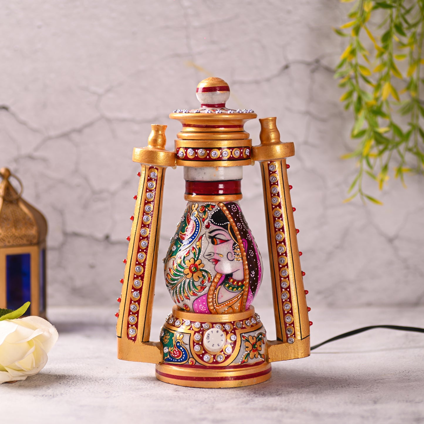 Marble Rajwada Meenakari Night Lamp
