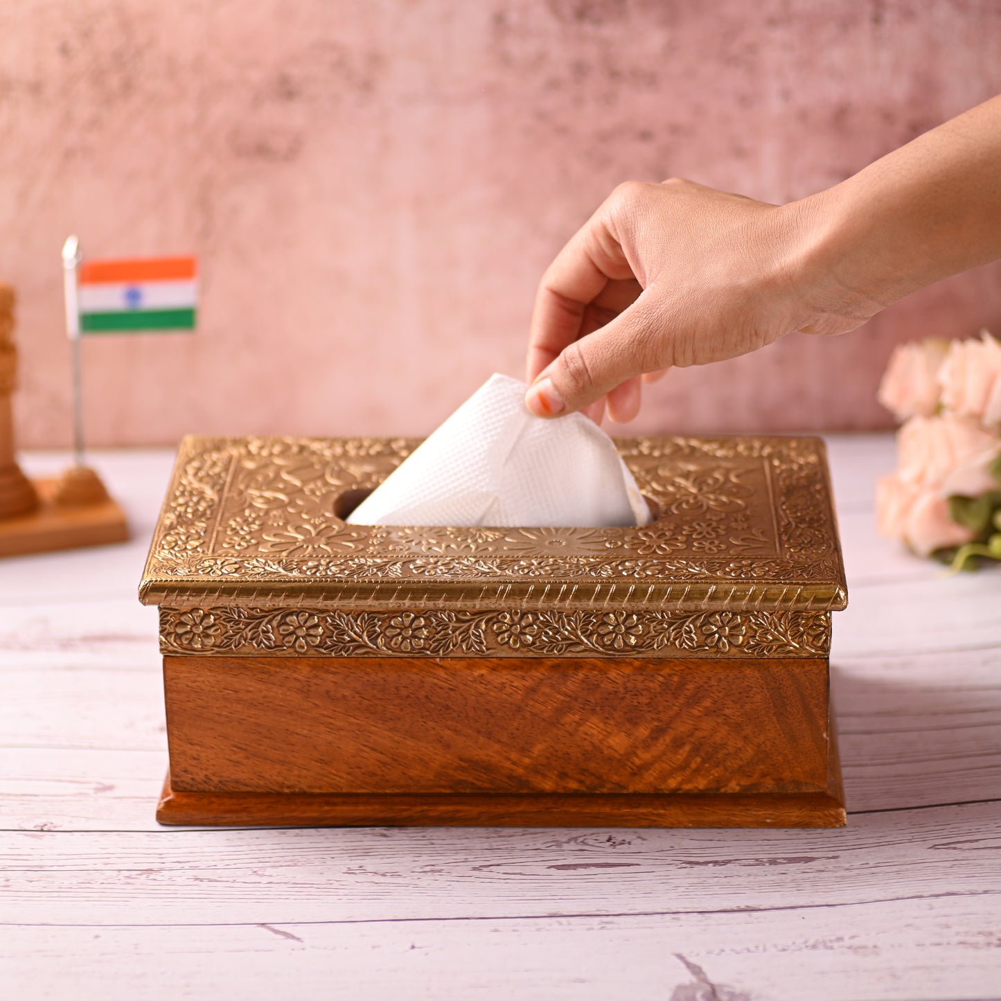 wooden tissue box napkin holder 10 * 6 inches