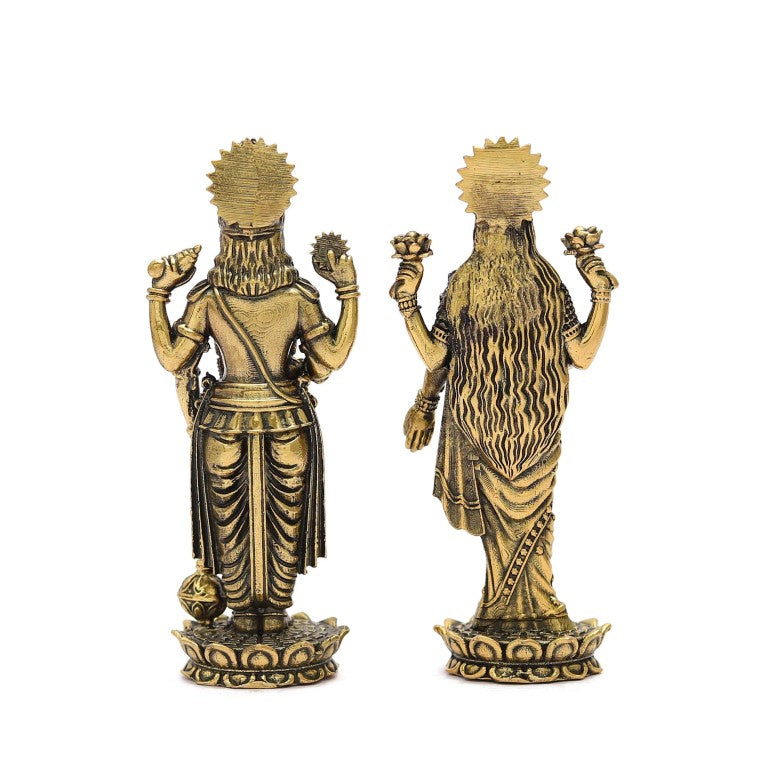 Brass Pair of Maa Lakshmi Vishnu Ji Standing Statue MATA Laxmi Vishnu Murti Lakshmi Narayan Idol for Home Temple Diwali Pooja