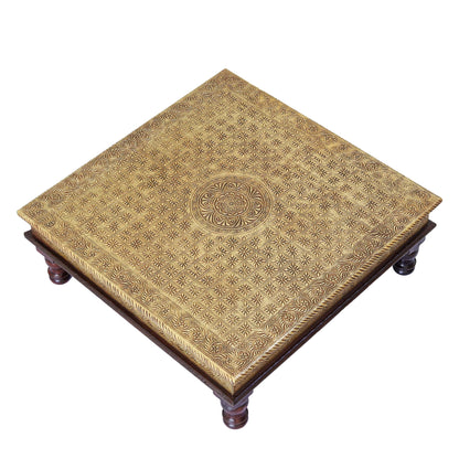 Royal Ritual Wooden Brass Chowki