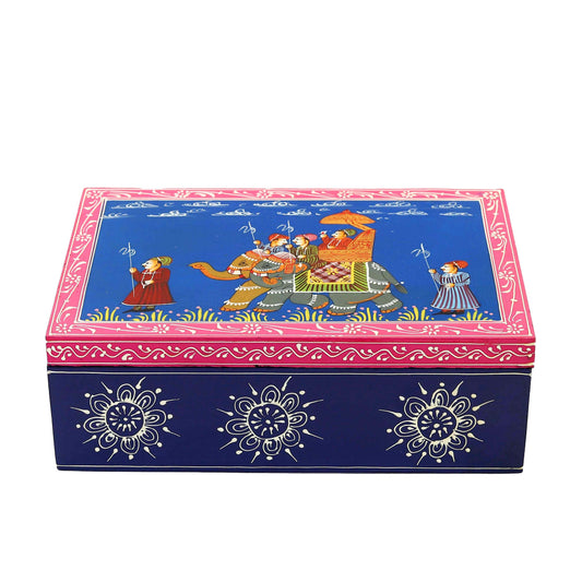 Royal Blue Elephant Wooden Jewellery Box