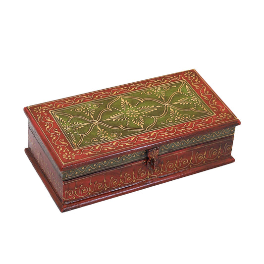 Fern Green Handpainted Wooden Jewellery Box