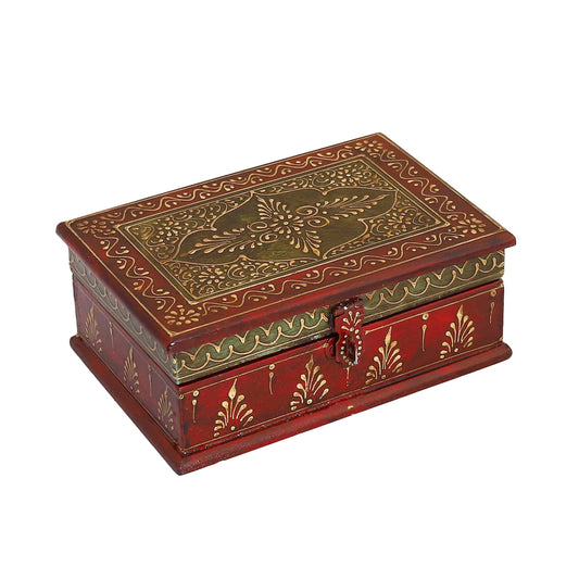 Rose Red Handpainted Wooden Jewellery Box
